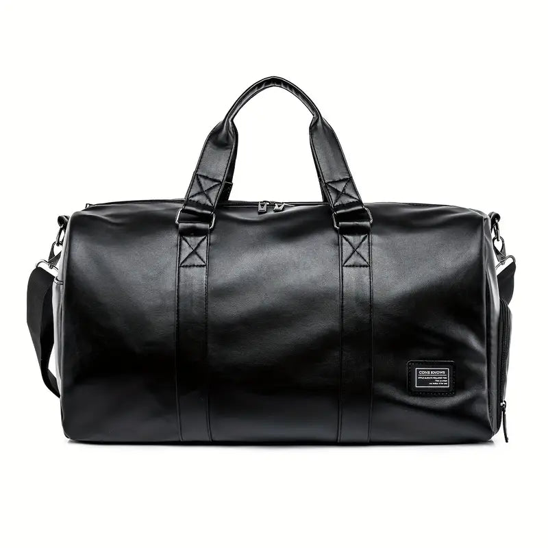 ICEXIA™ Black Leather Duffel Bag – Stylish & Versatile Travel Companion