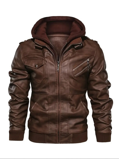 ICEXIA™ Leather Jacket - One Hood for All Your Needs